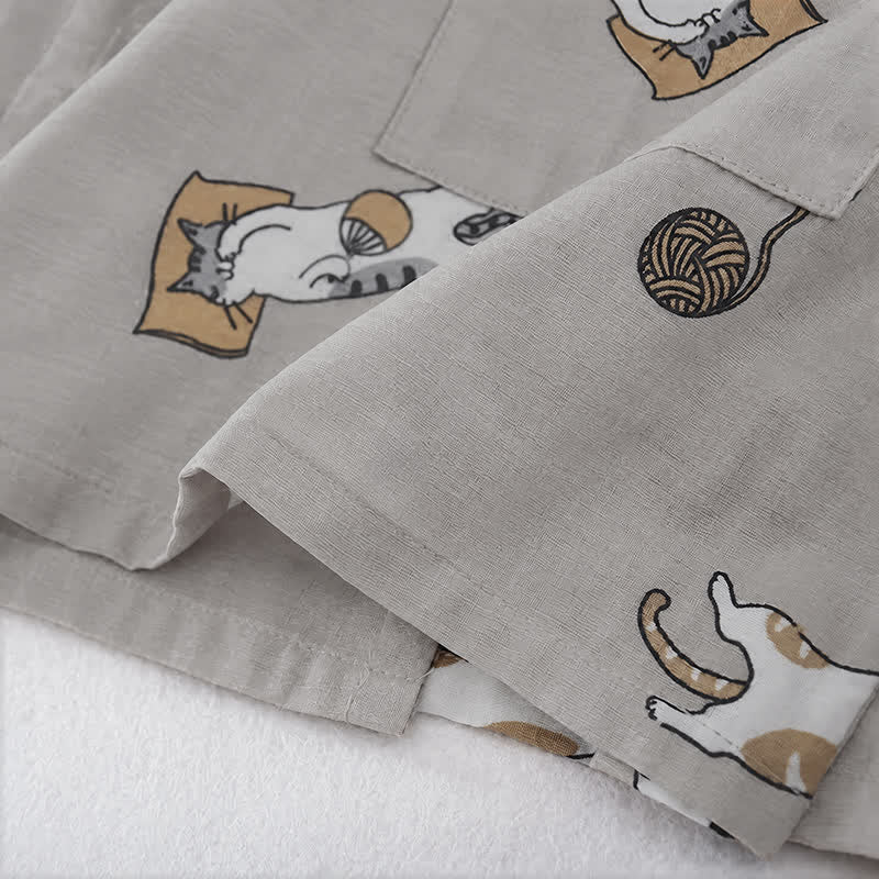 Partner-Kimono aus Baumwolle mit Katzenmotiven - image 15