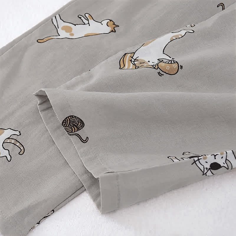 Partner-Kimono aus Baumwolle mit Katzenmotiven - image 11