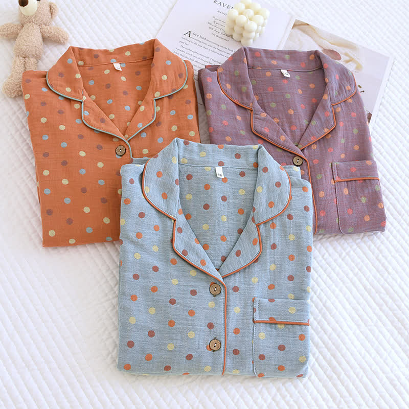 Verspieltes Loungewear-Set aus Baumwollgaze mit Punkten - image 1