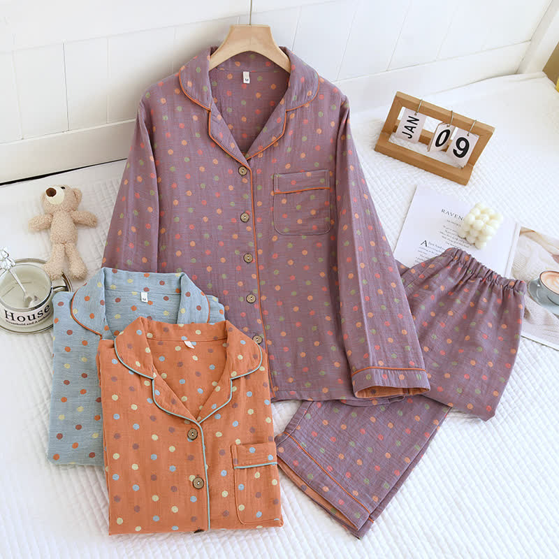 Verspieltes Loungewear-Set aus Baumwollgaze mit Punkten - image 0