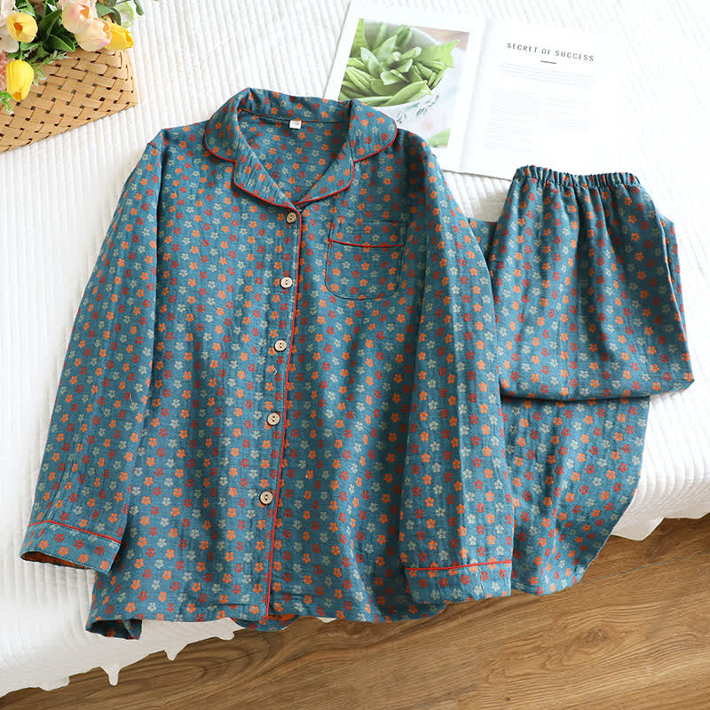 Pyjama-Set aus blauer Baumwolle - image 1