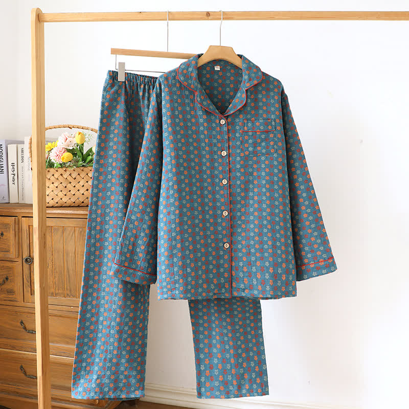 Pyjama-Set aus blauer Baumwolle - Blau - 2XL - image 0
