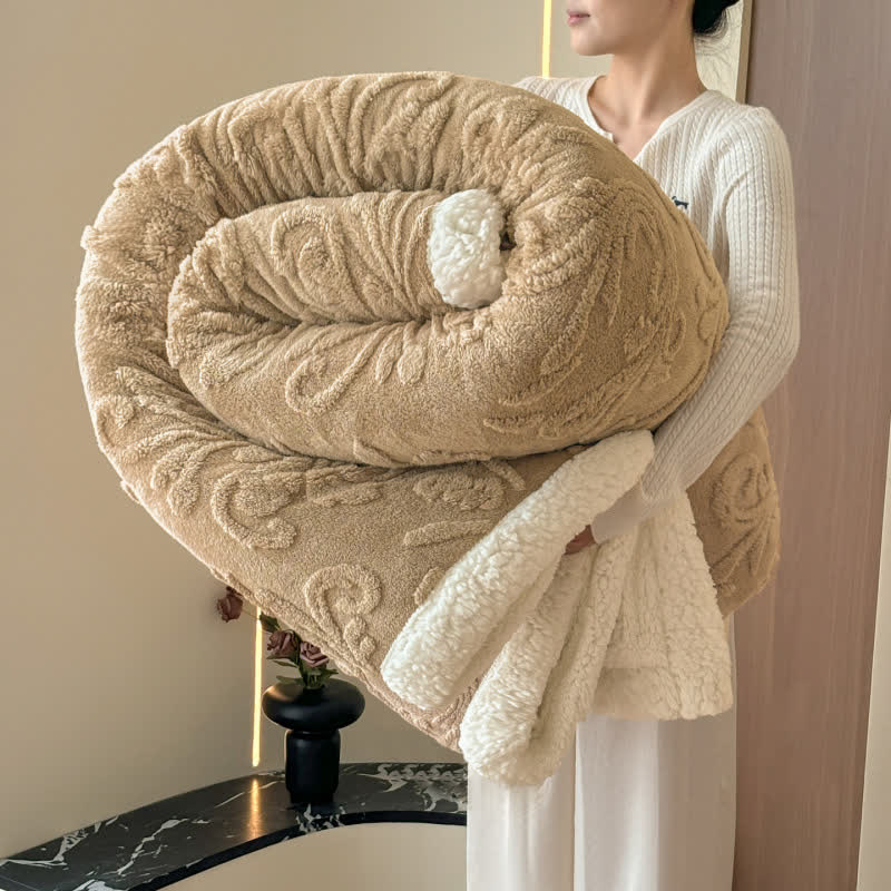 Geprägte, flauschige Sherpa-Überwurfdecke - Kamel - 200cm x 230cm - image 23