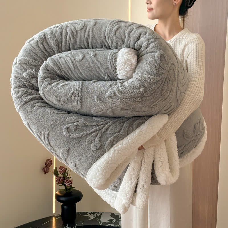 Geprägte, flauschige Sherpa-Überwurfdecke - Grau - 200cm x 230cm - image 33