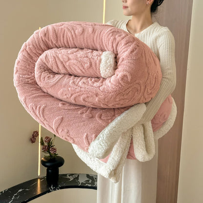 Geprägte, flauschige Sherpa-Überwurfdecke - Rosa - 200cm x 230cm - image 28