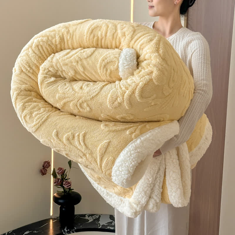 Geprägte, flauschige Sherpa-Überwurfdecke - Gelb - 200cm x 230cm - image 8