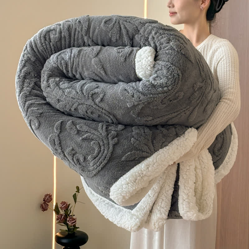 Geprägte, flauschige Sherpa-Überwurfdecke - Dunkelgrau - 200cm x 230cm - image 13