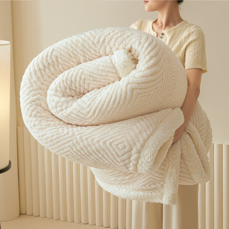 Sherpa-Überwurfdecke mit Rautenmuster - Beige - 200cm x 230cm - image 33