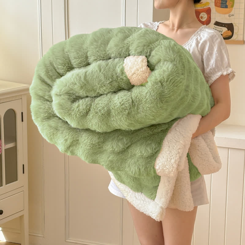 Wellige, flauschige Sherpa-Fleecedecke mit doppelter Lage - image 16