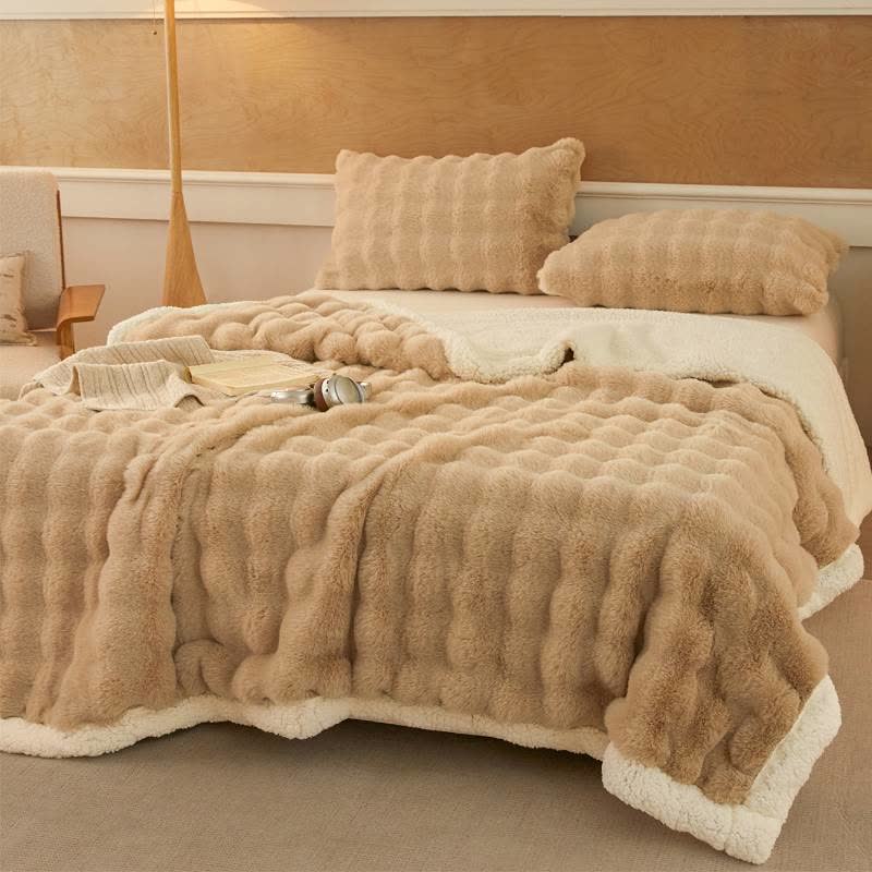 Wellige, flauschige Sherpa-Fleecedecke mit doppelter Lage - image 2