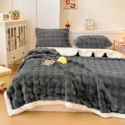 Wellige, flauschige Sherpa-Fleecedecke mit doppelter Lage - image 22
