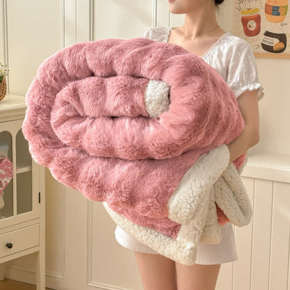 Wellige, flauschige Sherpa-Fleecedecke mit doppelter Lage - image 13