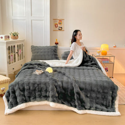 Wellige, flauschige Sherpa-Fleecedecke mit doppelter Lage - image 21