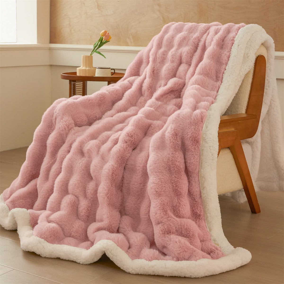 Wellige, flauschige Sherpa-Fleecedecke mit doppelter Lage - image 15