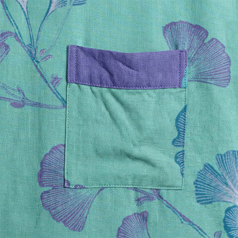 Kimono-Bademantel aus Baumwolle mit Ginkgoblatt-Motiv im Boho-Stil - image 9