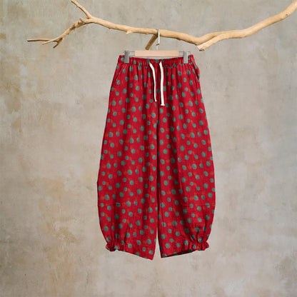 Baumwoll-Haremshose mit Polka-Dots - Rot - XL - image 0