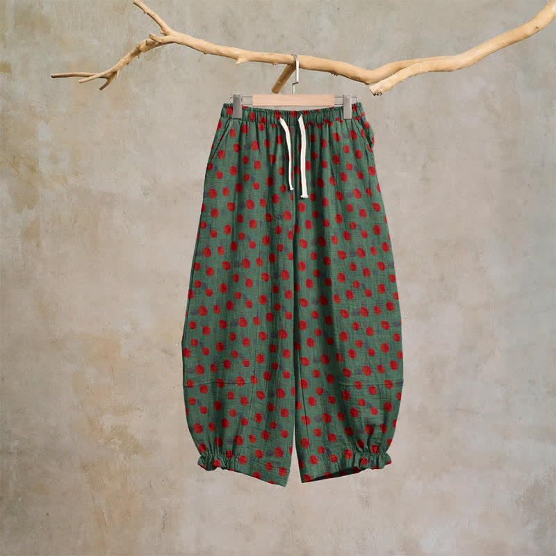 Baumwoll-Haremshose mit Polka-Dots - Grün - XL - image 6