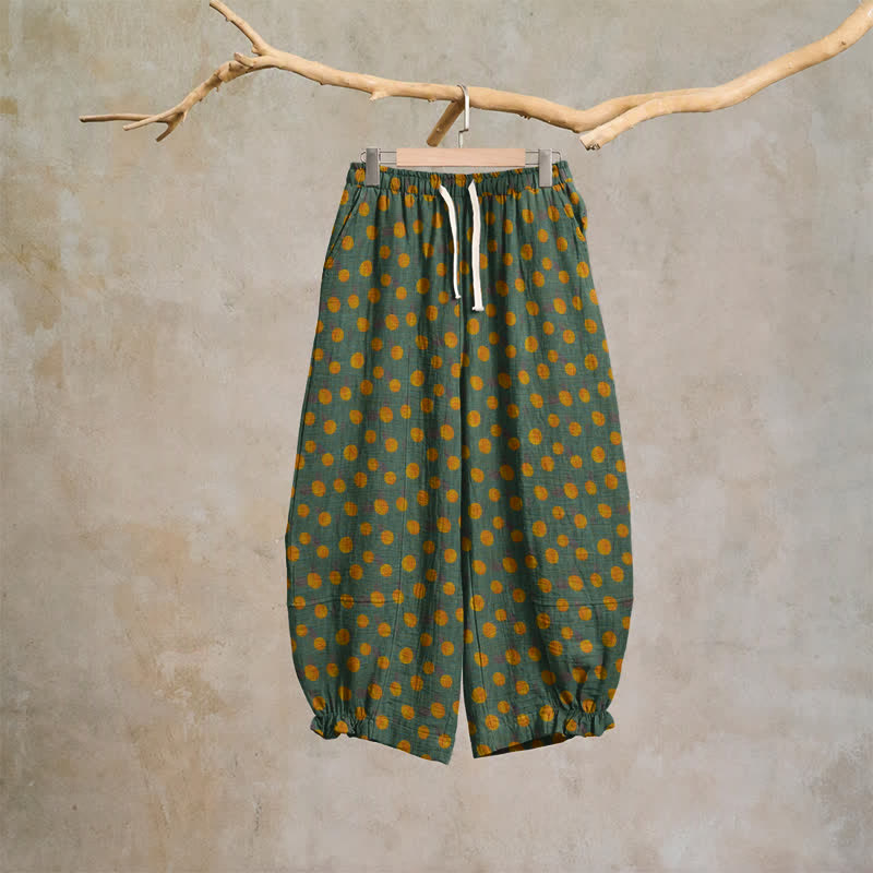 Baumwoll-Haremshose mit Polka-Dots - Dunkelgrün - XL - image 12