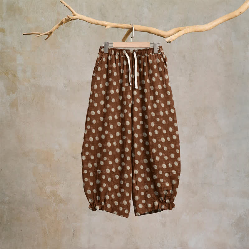 Baumwoll-Haremshose mit Polka-Dots - Braun - XL - image 24