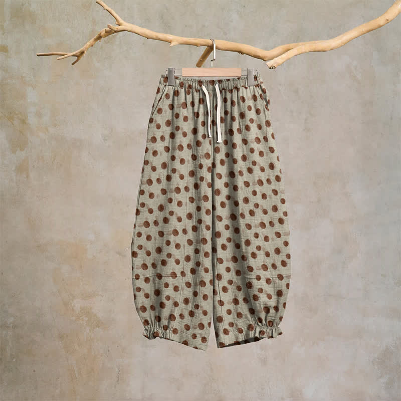 Baumwoll-Haremshose mit Polka-Dots - Beige - XL - image 30