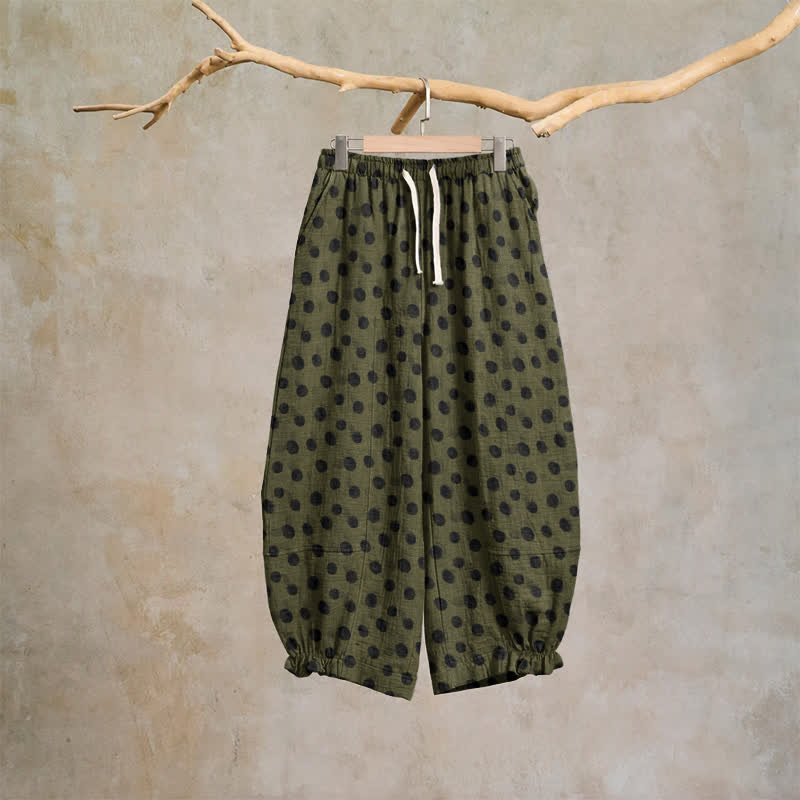 Baumwoll-Haremshose mit Polka-Dots - Grau & Grün - XL - image 42