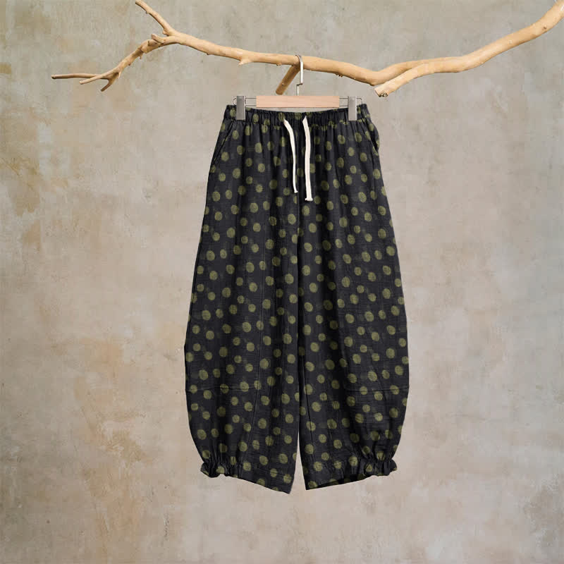Baumwoll-Haremshose mit Polka-Dots - Schwarz - XL - image 36