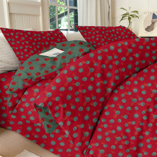 Wendebettwäsche-Set aus Baumwolle mit Polka-Dots - Rot - Bettwäscheset (4-teilig) - König - image 0