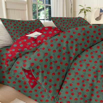 Wendebettwäsche-Set aus Baumwolle mit Polka-Dots - Grün - Bettwäscheset (4-teilig) - König - image 5