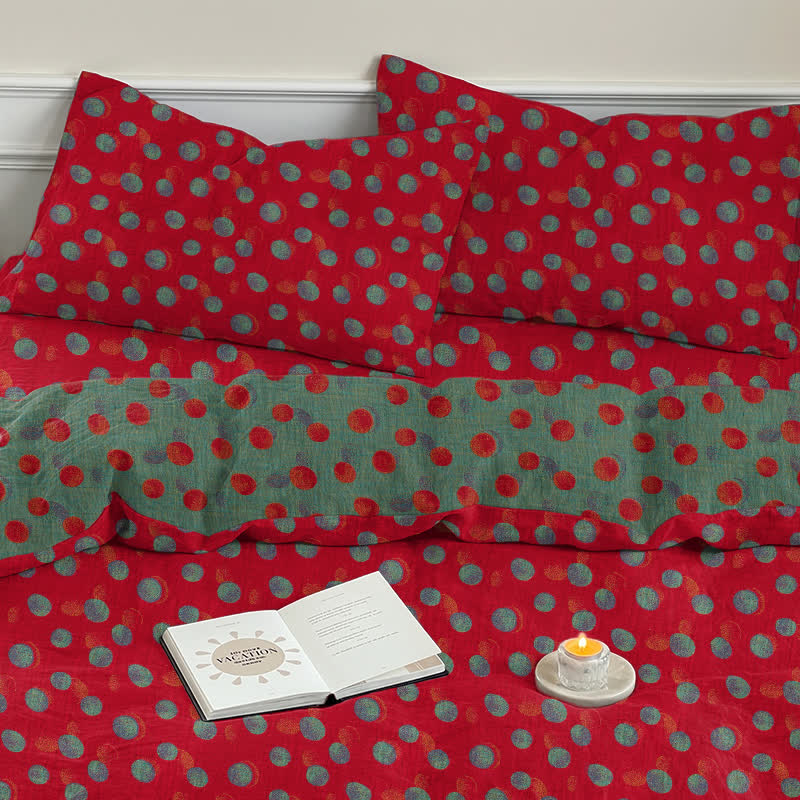 Wendebettwäsche-Set aus Baumwolle mit Polka-Dots - Rot - 2 Kissenbezüge - 50cm x 50cm x 37" - image 4