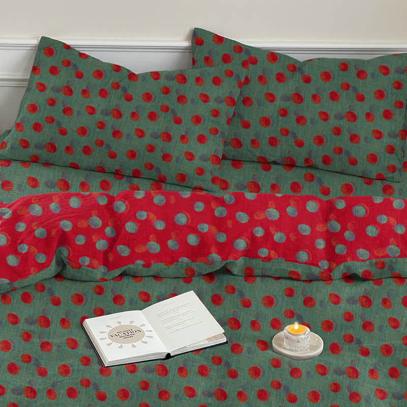 Wendebettwäsche-Set aus Baumwolle mit Polka-Dots - Grün - 2 Kissenbezüge - 50cm x 50cm x 37" - image 9