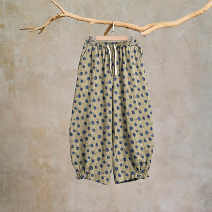 Baumwoll-Haremshose mit Polka-Dots - Beige & Blau - XL - image 54