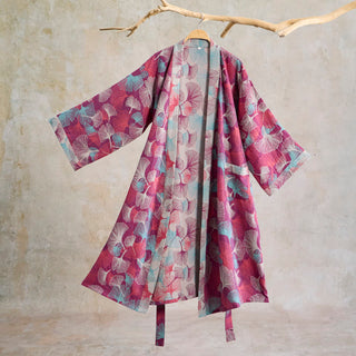 Künstlerischer Kimono aus Ginkgoblättern - Fuchsie - XL - image 0