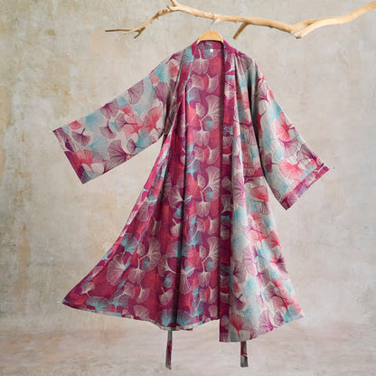 Künstlerischer Kimono aus Ginkgoblättern - Beige - XL - image 7