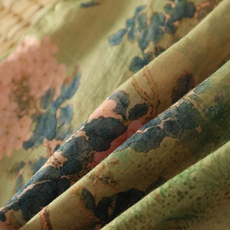 Vintage Lounge Top mit botanischem Froschknopfmuster - image 4