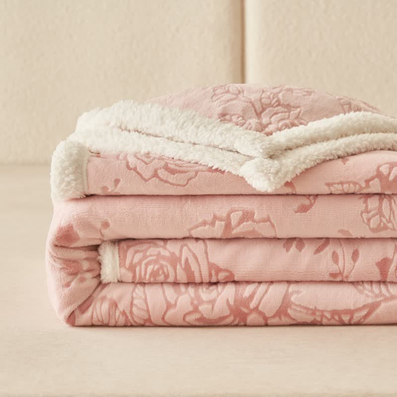 Kuschelige, romantische rosa Rosen-Überwurfdecke - image 1