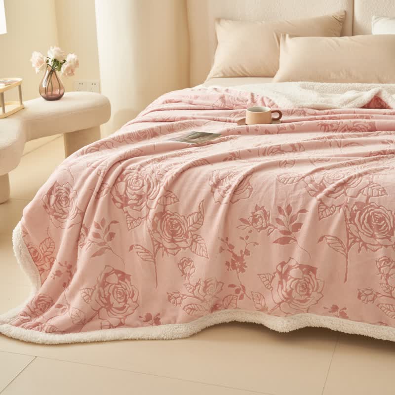 Kuschelige, romantische rosa Rosen-Überwurfdecke - image 5