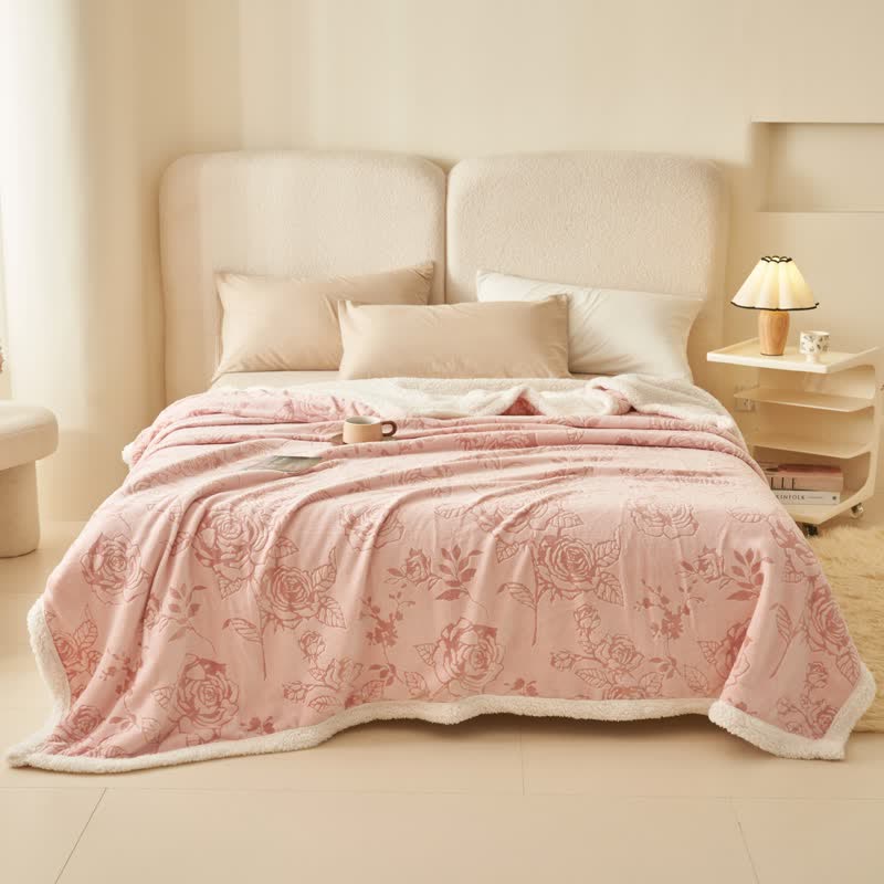 Kuschelige, romantische rosa Rosen-Überwurfdecke - image 4