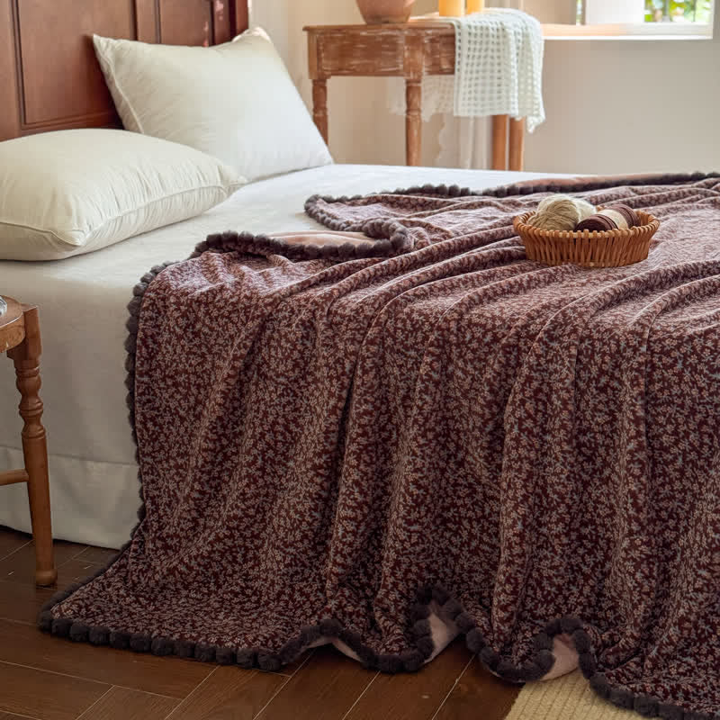 Dekorative Überwurfdecke mit ländlichem, zartem Blumenmuster - Braun - 150cm x 200cm - image 17
