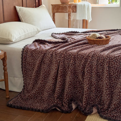 Dekorative Überwurfdecke mit ländlichem, zartem Blumenmuster - Braun - 150cm x 200cm - image 17
