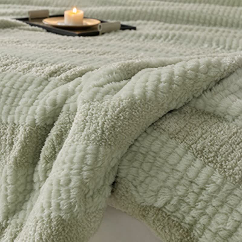 Sherpa-Decke mit neutralen Farbblöcken und Streifenmuster - image 21