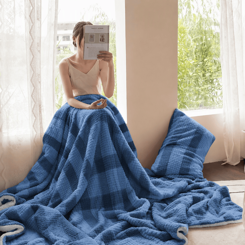 Sherpa-Decke mit neutralen Farbblöcken und Streifenmuster - Blau - Decke - 200cm x 230cm - image 12