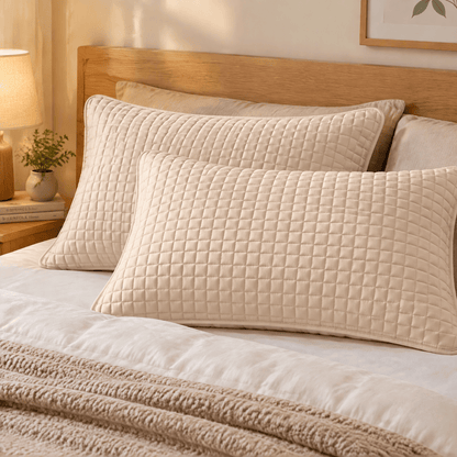 Kissenbezug aus Baumwolle, einfarbig, rechteckig kariert - Khaki - 2 Kissenbezüge - 48cm x 74cm - image 8