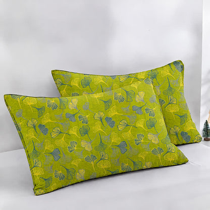 Steppdecke aus Baumwollgaze mit grünem Ginkgoblatt - Grün - 2 Kissenbezüge - 50cm x 50cm x 37" - image 15