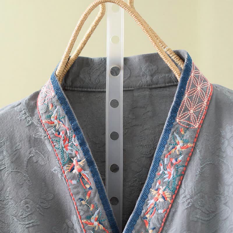 Vintage Lounge-Top aus Baumwoll-Leinen-Mischgewebe mit Froschknöpfen - image 16