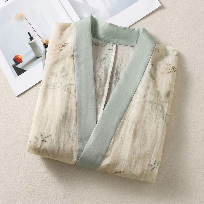 Kimono-Loungewear-Top mit Blumenmuster und Bindegürtel - image 2
