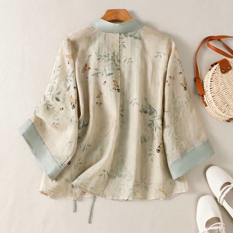 Kimono-Loungewear-Top mit Blumenmuster und Bindegürtel - image 1