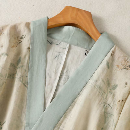 Kimono-Loungewear-Top mit Blumenmuster und Bindegürtel - image 3