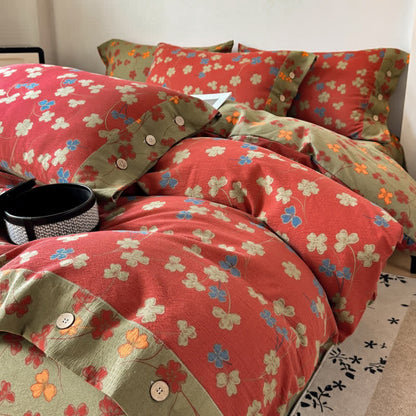 Vintage Bettwäsche-Set aus Baumwollleinen mit Blumenmuster - image 2