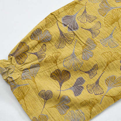 Retro-Loungewear-Hose aus Baumwolle mit Ginkgoblatt-Motiv - image 4