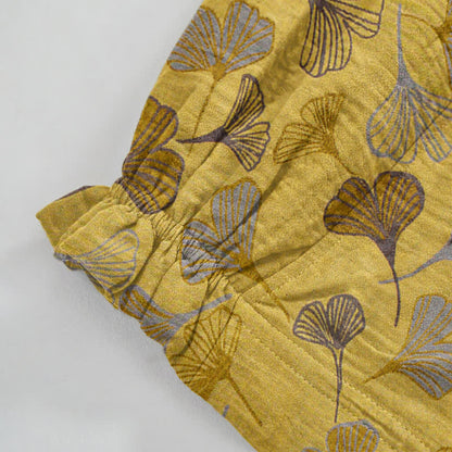 Retro-Loungewear-Hose aus Baumwolle mit Ginkgoblatt-Motiv - image 5